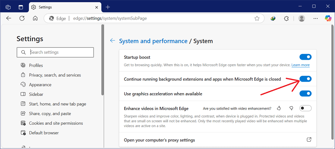 Allow backround applications to run when Edge is closed