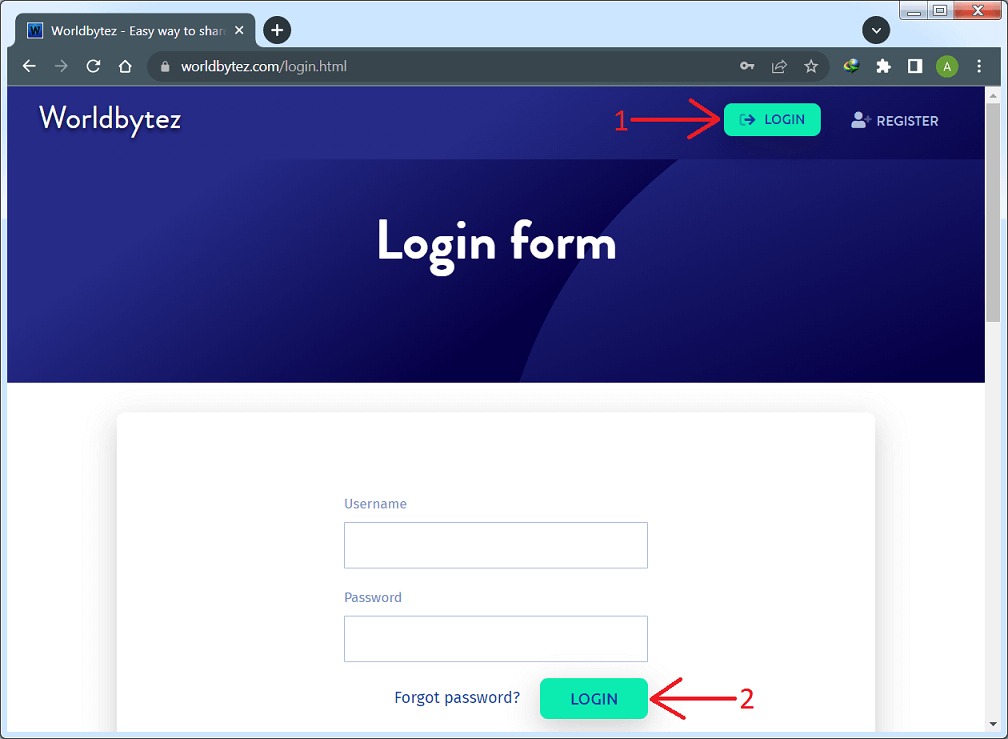 Login on Worldbytez site